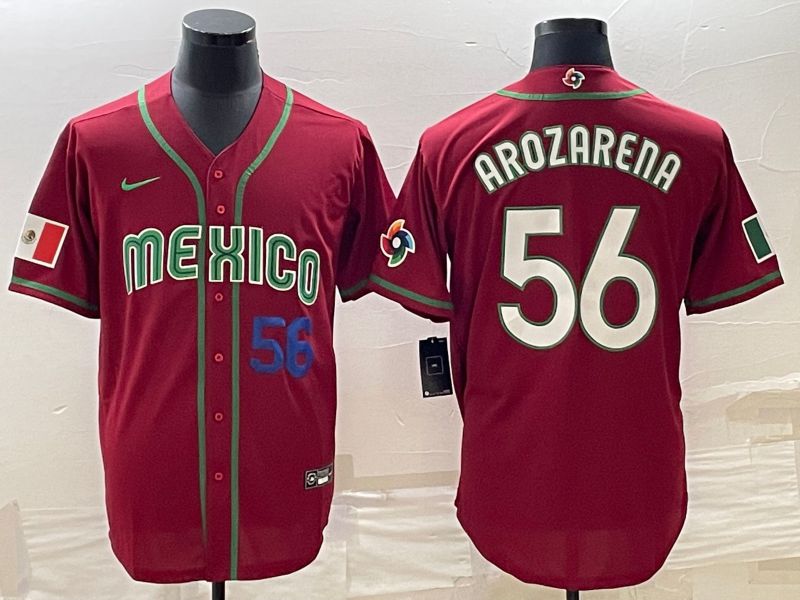 Men 2023 World Cub Mexico 56 Arozarena Red Nike MLB Jersey8